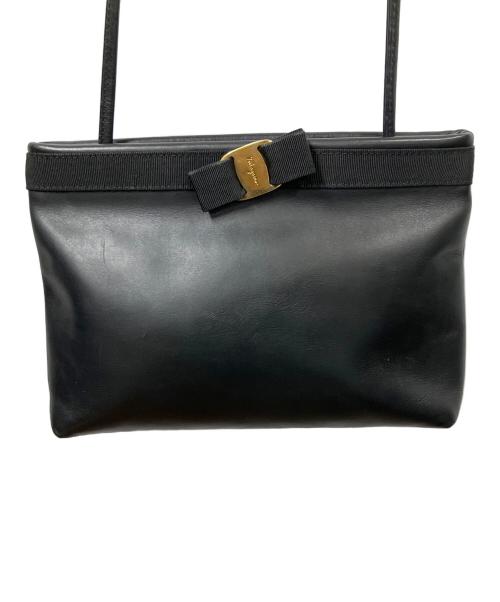 Salvatore Ferragamo（サルヴァトーレ フェラガモ）Salvatore Ferragamo (サルヴァトーレ フェラガモ) レザーショルダーバッグ ブラック ブラックの古着・服飾アイテム