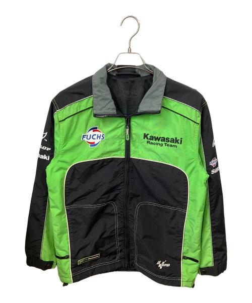 kawasaki（カワサキ）kawasaki (カワサキ) モータースポーツジャケット ブラック×グリーン サイズ:Mの古着・服飾アイテム