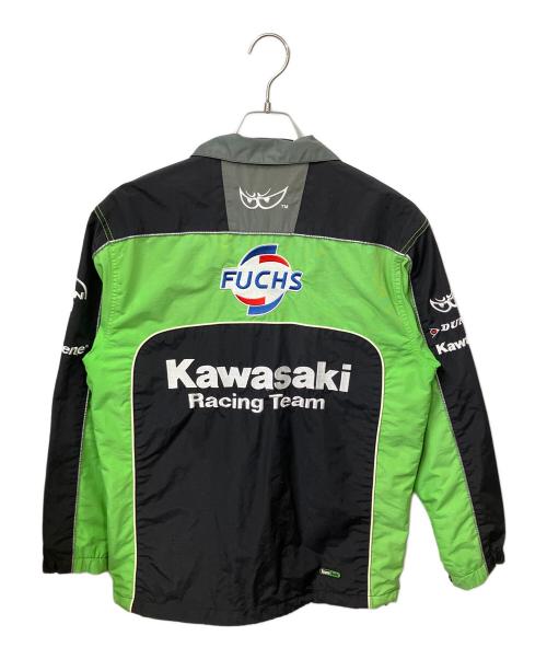 kawasaki（カワサキ）kawasaki (カワサキ) モータースポーツジャケット ブラック×グリーン サイズ:Mの古着・服飾アイテム