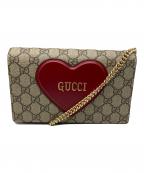 GUCCIグッチ）の古着「チェーンショルダーバッグ」｜ベージュ×レッド