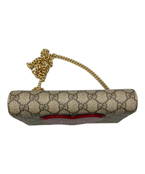 GUCCI（グッチ）GUCCI (グッチ) チェーンショルダーバッグ ベージュ×レッドの古着・服飾アイテム