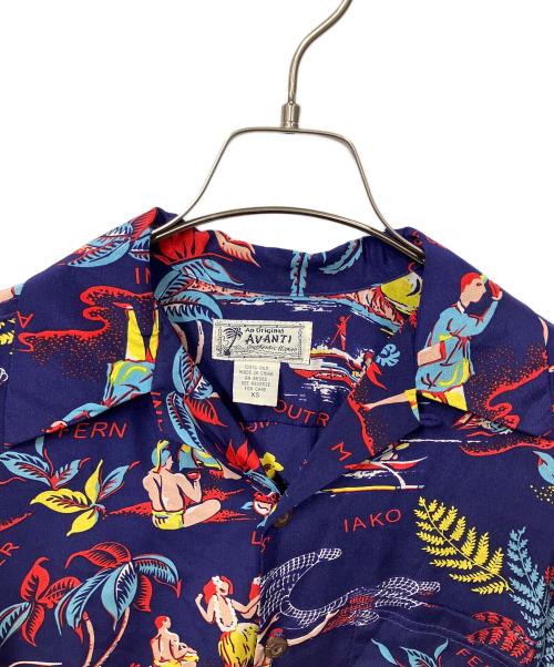 AVANTI（アヴァンティ）AVANTI (アヴァンティ) シルク半袖シャツ ネイビー ブルー サイズ:XSの古着・服飾アイテム