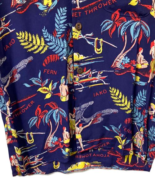 AVANTI（アヴァンティ）AVANTI (アヴァンティ) シルク半袖シャツ ネイビー ブルー サイズ:XSの古着・服飾アイテム