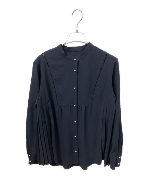 SHIPS（シップス）SHIPS (シップス) ストレッチ ジョーゼット プリーツ ブラウス ネイビー サイズ:Mの古着・服飾アイテム