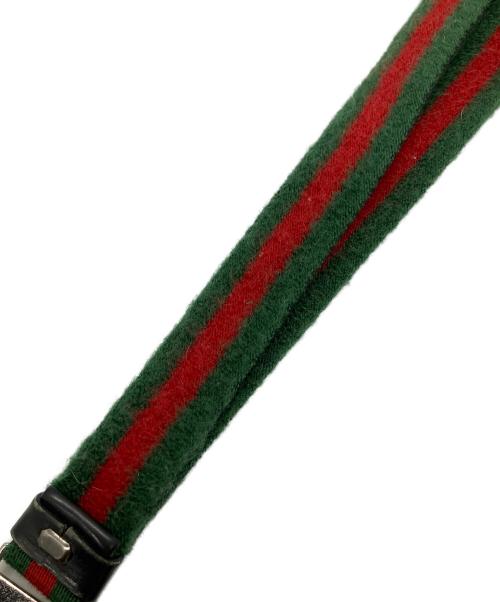 GUCCI（グッチ）GUCCI (グッチ) シェリーラインネックストラップ グリーン×レッドの古着・服飾アイテム