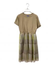 BLUE LABEL CRESTBRIDGE（ブルーレーベルクレストブリッジ）の古着「半袖ワンピース」｜ベージュ