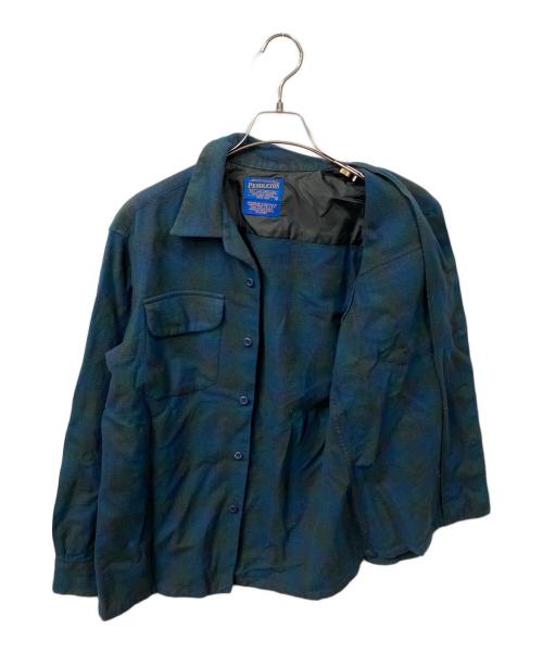 PENDLETON（ペンドルトン）PENDLETON (ペンドルトン) チェック長袖シャツ ヴァージンウール グリーン×ブルー サイズ:5の古着・服飾アイテム