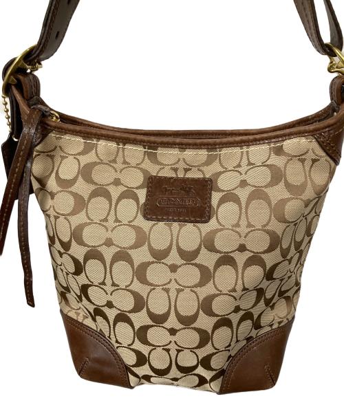 COACH（コーチ）COACH (コーチ) シグネチャー ショルダーバッグ ベージュ×ブラウンの古着・服飾アイテム