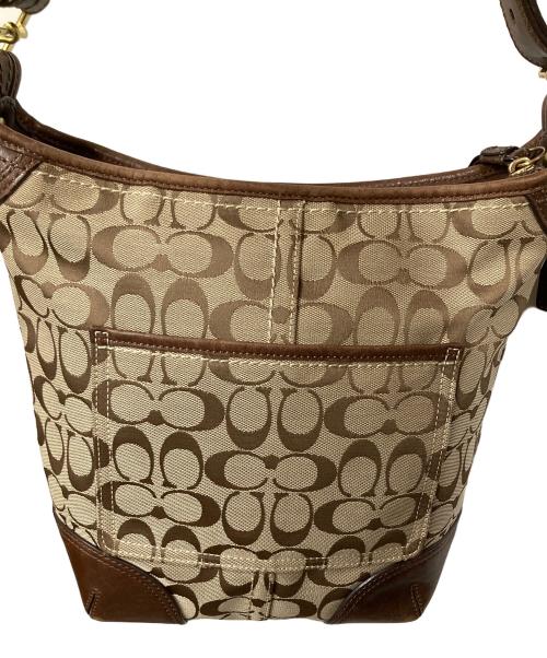COACH（コーチ）COACH (コーチ) シグネチャー ショルダーバッグ ベージュ×ブラウンの古着・服飾アイテム