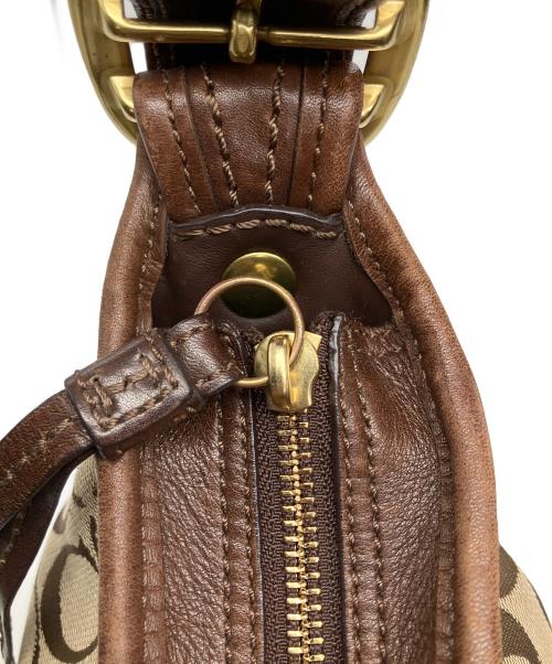 COACH（コーチ）COACH (コーチ) シグネチャー ショルダーバッグ ベージュ×ブラウンの古着・服飾アイテム