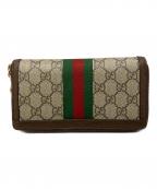 GUCCIグッチ）の古着「ジップアラウンドウォレット オフィディア」｜ブラウン×ベージュ