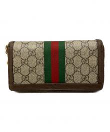 GUCCI（グッチ）の古着「ジップアラウンドウォレット オフィディア」｜ブラウン×ベージュ
