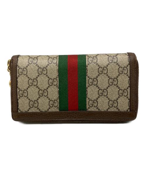GUCCI（グッチ）GUCCI (グッチ) ジップアラウンドウォレット オフィディア ブラウン×ベージュの古着・服飾アイテム