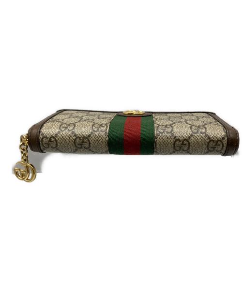 GUCCI（グッチ）GUCCI (グッチ) ジップアラウンドウォレット オフィディア ブラウン×ベージュの古着・服飾アイテム