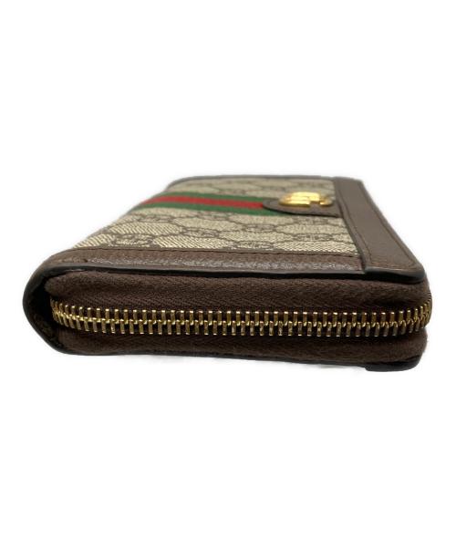 GUCCI（グッチ）GUCCI (グッチ) ジップアラウンドウォレット オフィディア ブラウン×ベージュの古着・服飾アイテム