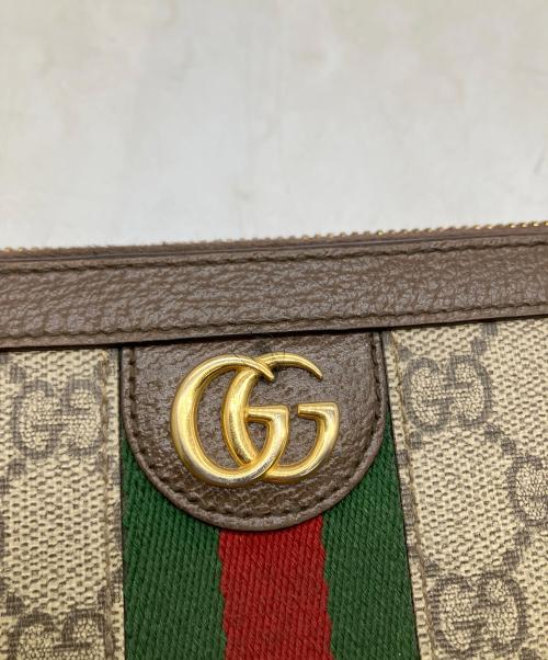 GUCCI（グッチ）GUCCI (グッチ) ジップアラウンドウォレット オフィディア ブラウン×ベージュの古着・服飾アイテム