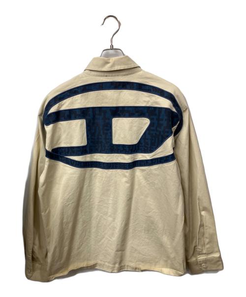 DIESEL（ディーゼル）DIESEL (ディーゼル) オーバルDロゴ刺繍シャツ カーキ サイズ:Lの古着・服飾アイテム