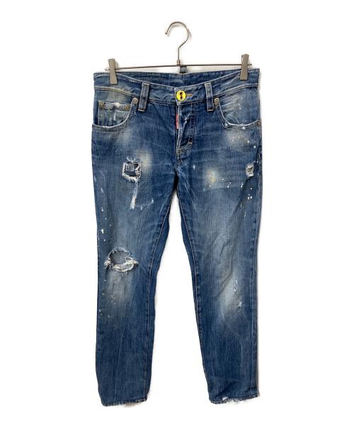 DSQUARED2（ディースクエアード）DSQUARED2 (ディースクエアード) クラッシュデニム インディゴ インディゴ サイズ:44の古着・服飾アイテム