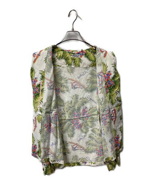 Sun Surf（サンサーフ）Sun Surf (サンサーフ) 長袖シャツ ホワイト×グリーン サイズ:Sの古着・服飾アイテム