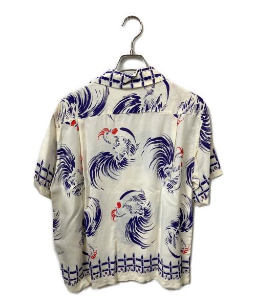 Sun Surf（サンサーフ）Sun Surf (サンサーフ) 半袖シャツ ROOSTER ２００９年モデル ホワイト×ネイビー サイズ:sの古着・服飾アイテム