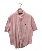 RALPH LAURENラルフローレン）の古着「半袖シャツ ピンク×ホワイト ストライプ」｜ピンク×ホワイト