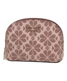 Kate Spade（ケイトスペード）の古着「スペードフラワーコーテッド キャンバススモールドームコスメティック」｜ピンク