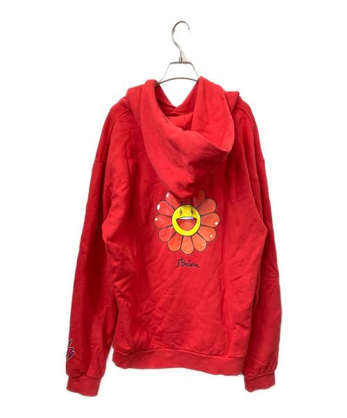 J balvin（J. バルヴィン）J balvin (J. バルヴィン) TAKASHI MURAKAMI (タカシ ムラカミ) パーカー レッド サイズ:Lの古着・服飾アイテム