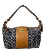 COACHコーチ）の古着「シグネチャー デニム ジャカード ミニ バゲット ショルダーバッグ」｜ネイビー