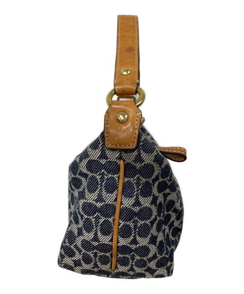 COACH（コーチ）COACH (コーチ) シグネチャー デニム ジャカード ミニ バゲット ショルダーバッグ ネイビーの古着・服飾アイテム
