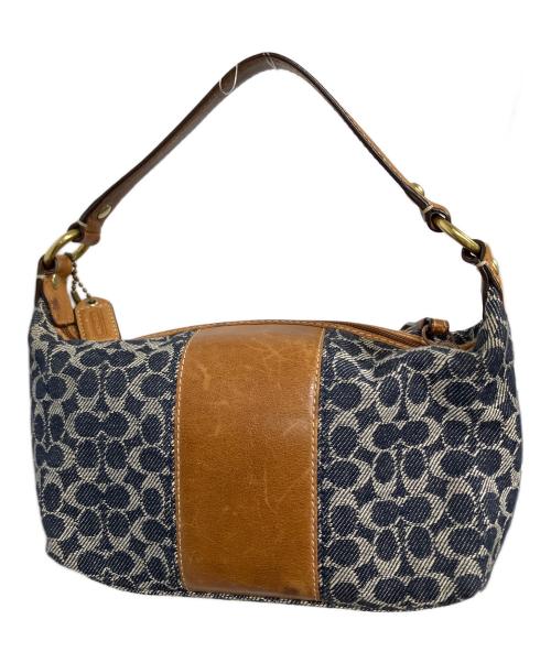 COACH（コーチ）COACH (コーチ) シグネチャー デニム ジャカード ミニ バゲット ショルダーバッグ ネイビーの古着・服飾アイテム