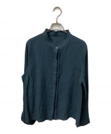 fall-in&co（フォーリン アンド コー）の古着「リネン長袖ブラウス　グリーン」｜グリーン
