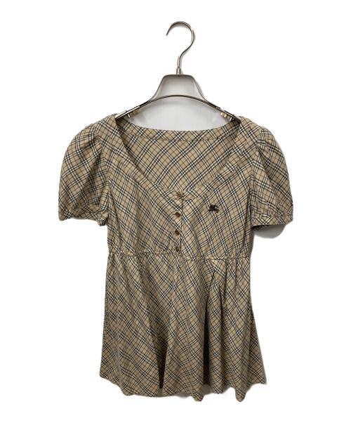 BURBERRY BLUE LABEL（バーバリー ブルー レーベル）BURBERRY BLUE LABEL (バーバリー ブルー レーベル) 半袖ブラウス ノバチェック ベージュ サイズ:38の古着・服飾アイテム
