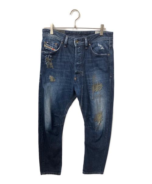 DIESEL（ディーゼル）DIESEL (ディーゼル) リペアデザインデニムパンツ インディゴ インディゴ サイズ:W28の古着・服飾アイテム