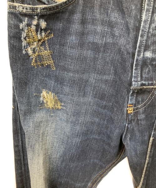 DIESEL（ディーゼル）DIESEL (ディーゼル) リペアデザインデニムパンツ インディゴ インディゴ サイズ:W28の古着・服飾アイテム
