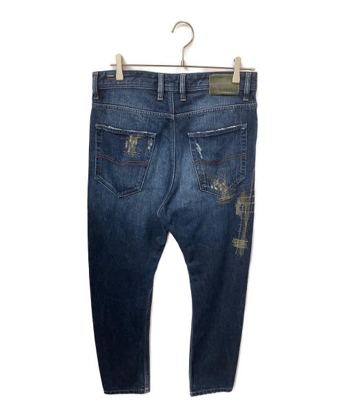 DIESEL（ディーゼル）DIESEL (ディーゼル) リペアデザインデニムパンツ インディゴ インディゴ サイズ:W28の古着・服飾アイテム