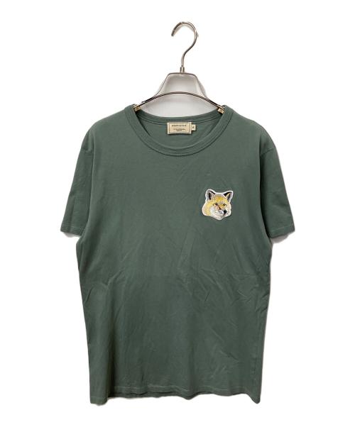 maison kitsune（メゾンキツネ）MAISON KITSUNE (メゾンキツネ) ビッグ パステルフォックスヘッド ロゴTシャツ グリーン サイズ:Mの古着・服飾アイテム