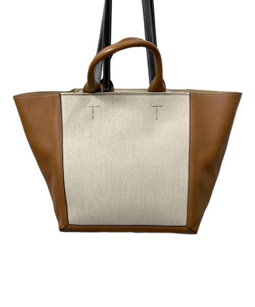 TOD'S（トッズ）TOD'S (トッズ) ダブルアップショッピングバッグ ベージュ×ブラウンの古着・服飾アイテム