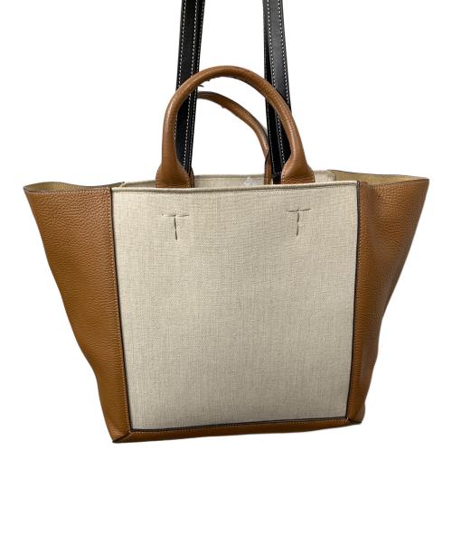 TOD'S（トッズ）TOD'S (トッズ) ダブルアップショッピングバッグ ベージュ×ブラウンの古着・服飾アイテム
