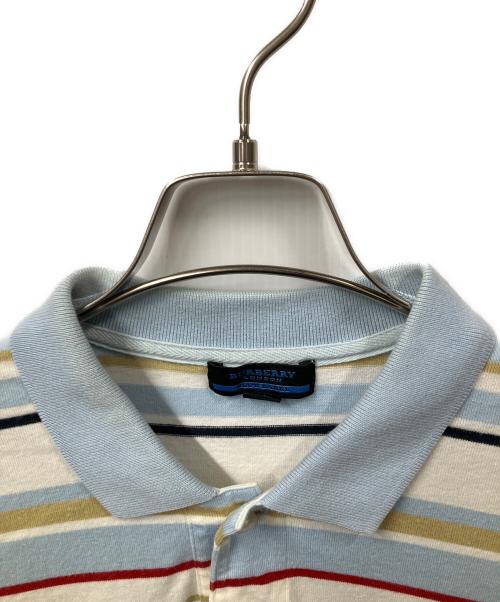 BURBERRY LONDON BLUE LABEL（バーバリーロンドンブルーレーベル）BURBERRY LONDON BLUE LABEL (バーバリーロンドンブルーレーベル) ポロシャツ ブルー×ホワイト ブルー×ホワイト サイズ:Mの古着・服飾アイテム