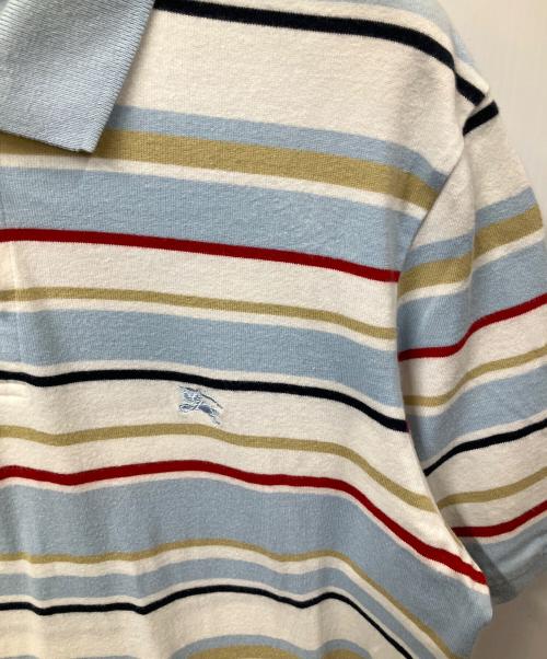 BURBERRY LONDON BLUE LABEL（バーバリーロンドンブルーレーベル）BURBERRY LONDON BLUE LABEL (バーバリーロンドンブルーレーベル) ポロシャツ ブルー×ホワイト ブルー×ホワイト サイズ:Mの古着・服飾アイテム