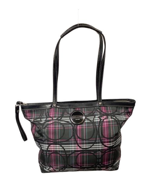 COACH（コーチ）COACH (コーチ) トートバッグ パープル×ブラック パープル×ブラックの古着・服飾アイテム