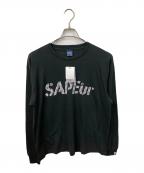 SAPEurサプール）の古着「千鳥柄プリント長袖カットソー ブラック」｜ブラック