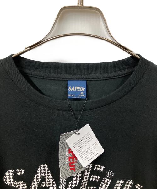 SAPEur（サプール）SAPEur (サプール) 千鳥柄プリント長袖カットソー ブラック ブラック サイズ:Ｍの古着・服飾アイテム