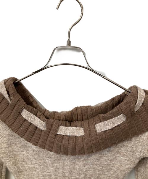 darich（ダーリッチ）Darich (ダーリッチ) オフショルステッチニットミニワンピース ベージュ サイズ:FREEの古着・服飾アイテム