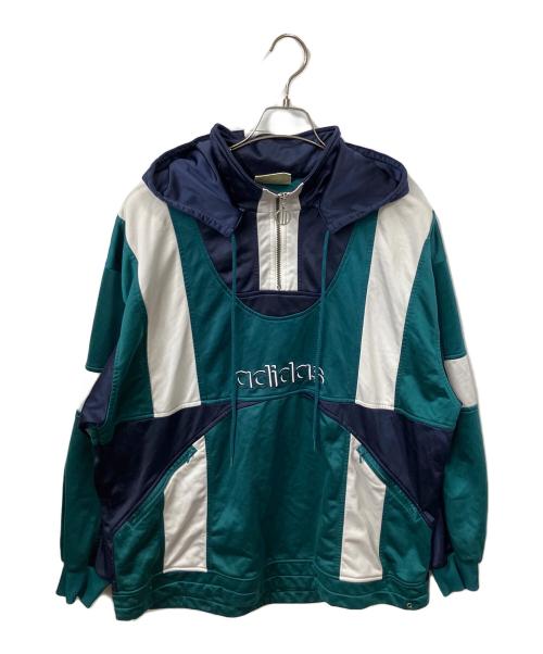 adidas Originals（アディダスオリジナル）adidas originals (アディダスオリジナル) アノラックパーカー グリーン×ネイビー×ホワイト 80s グリーン サイズ:Lの古着・服飾アイテム