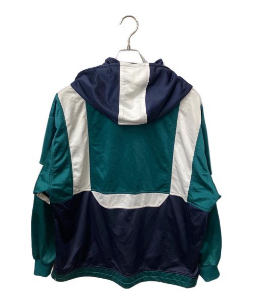 adidas Originals（アディダスオリジナル）adidas originals (アディダスオリジナル) アノラックパーカー グリーン×ネイビー×ホワイト 80s グリーン サイズ:Lの古着・服飾アイテム