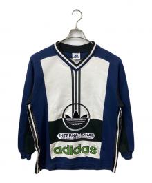 adidas Originals（アディダスオリジナル）の古着「90ｓ ロゴスウェット ホワイト×ネイビー×ブラック」｜ホワイト×ネイビー×ブラック