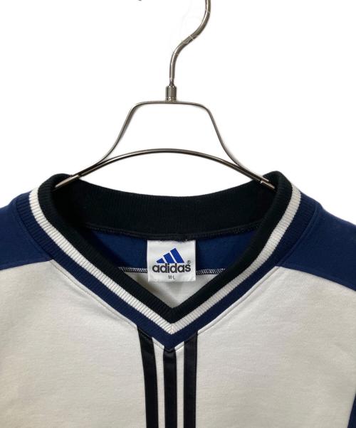 adidas Originals（アディダスオリジナル）adidas originals (アディダスオリジナル) 90ｓ ロゴスウェット ホワイト×ネイビー×ブラック ホワイト×ネイビー×ブラック サイズ:MLの古着・服飾アイテム