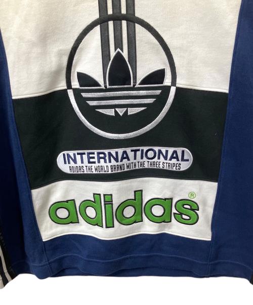 adidas Originals（アディダスオリジナル）adidas originals (アディダスオリジナル) 90ｓ ロゴスウェット ホワイト×ネイビー×ブラック ホワイト×ネイビー×ブラック サイズ:MLの古着・服飾アイテム