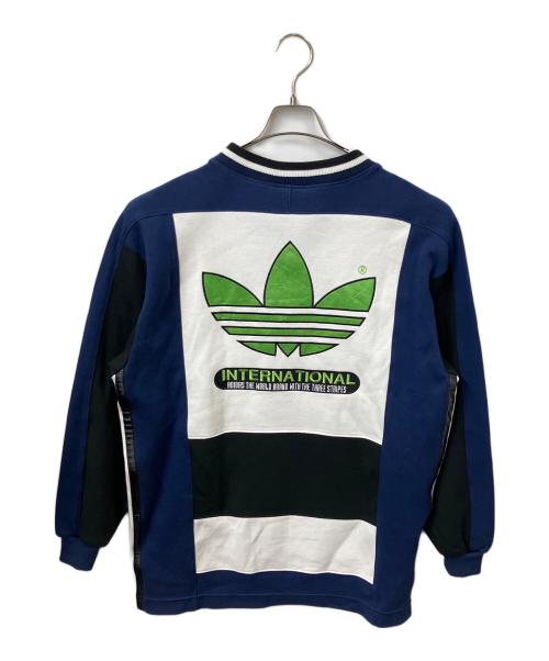 adidas Originals（アディダスオリジナル）adidas originals (アディダスオリジナル) 90ｓ ロゴスウェット ホワイト×ネイビー×ブラック ホワイト×ネイビー×ブラック サイズ:MLの古着・服飾アイテム